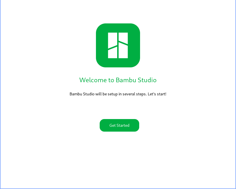 Bambu Studio welcome page